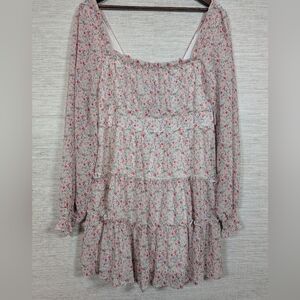 Altar'd State Tiered Ditsy Floral Mini Dress Long Sleeve NWT XL